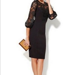 Lace black dress, formal. Cut out detail